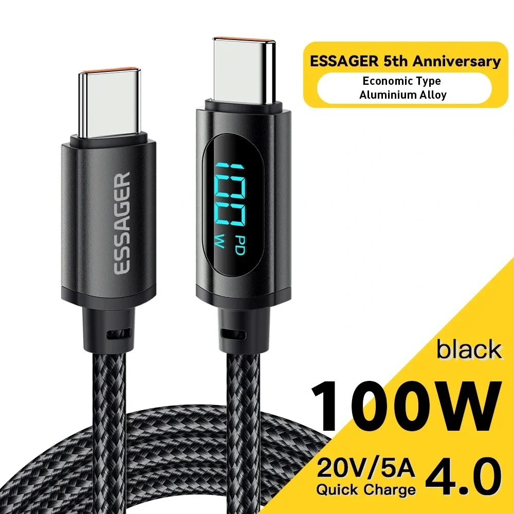 USB Type-C To USB C Cable 100W/5A PD Fast Charging Charger